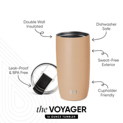 Voyager Tumbler with Clear Flip Lid & Straw