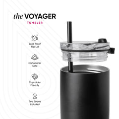 Voyager Tumbler with Clear Flip Lid & Straw