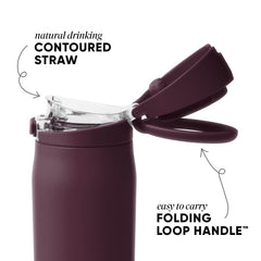 Simple Modern Mesa Loop Water Bottle with Straw | 30oz Cup Holder Friendly Insulated Stainless Steel Bottles for Travel, Sports and School | Cherry Wine