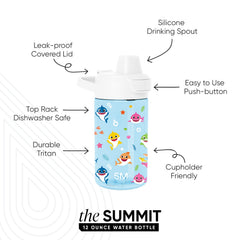 Summit Kids Plastic Water Bottle with Simple Flip Straw Lid